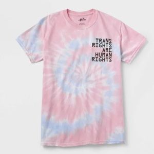 GAY PRIDE Adult Trans Rights PHLUID Project T-Shirt Tie Dye Pink UNISEX LGBTQIA